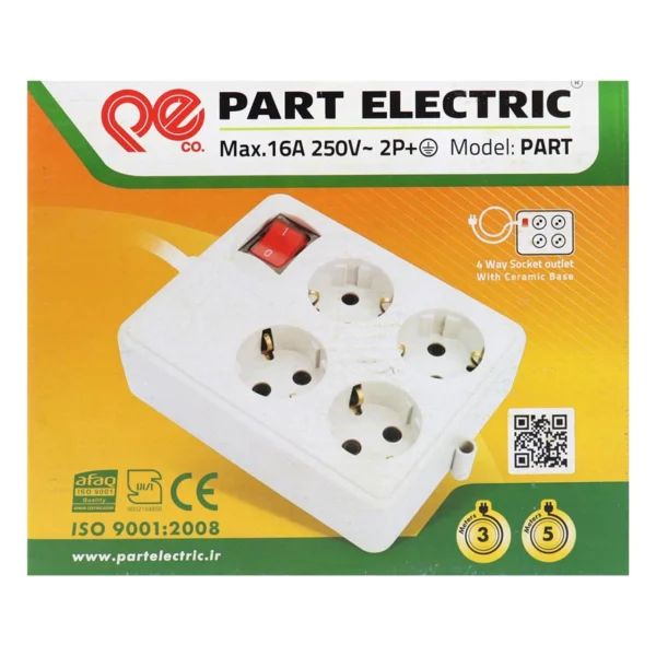 چند راهی 4 خانه پارت الکتریک با کابل 3 متر مدل PE329 - تصویر 2