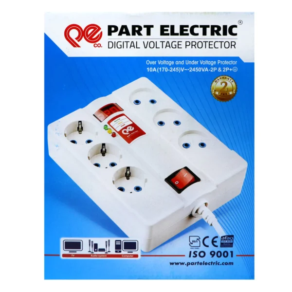 محافظ برق صوتی تصویری 6 خانه ارت دار پارت الکتریک PE7381 با کابل 3 متری
