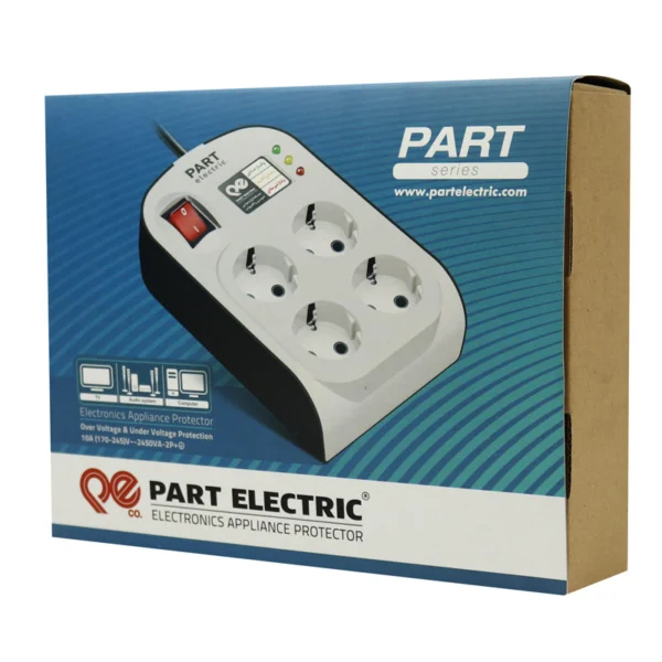 محافظ برق صوتی تصویری 4 خانه ارت دار پارت الکتریک PE8792 با کابل 3 متری - تصویر 2