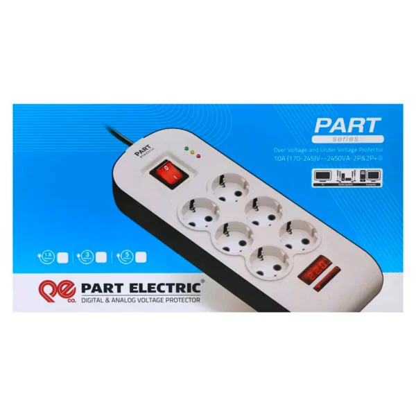 محافظ برق صوتی تصویری 6 خانه ارت دار پارت الکتریک PE8794 با کابل 1٫8 متری - تصویر 4
