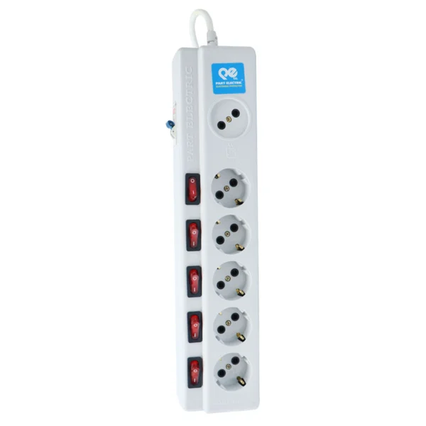 چند راهی 5+1 خانه فیوز دار پارت الکتریک PE2095 با کابل 1٫8 متری