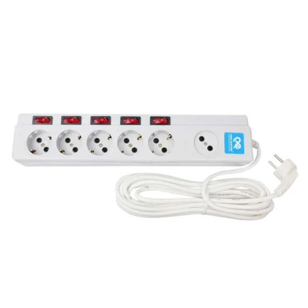 چند راهی 5+1 خانه فیوز دار پارت الکتریک PE2162 با کابل 5 متری - تصویر 3