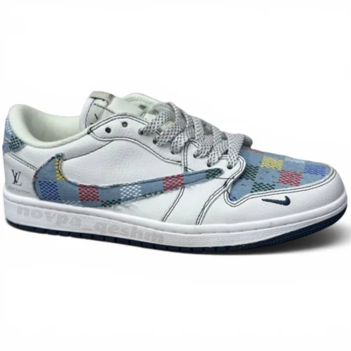 کفش کتونی مردانه نایک ایر جردن وان لویی ویتون تراویس اسکات 4 خونه NIKE AIR JORDAN 1 LOUIS VUITTON X TRAVIS SCOTT
