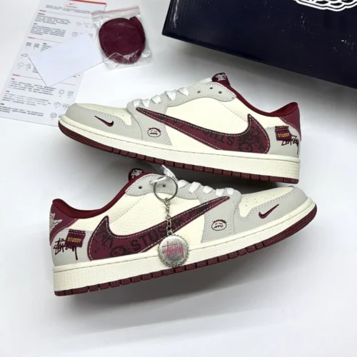 کفش کتونی نایک ایر جردن وان لو تراویس اسکات استاسی Nike Air Jordan 1 Low Travis Scott x Stussy