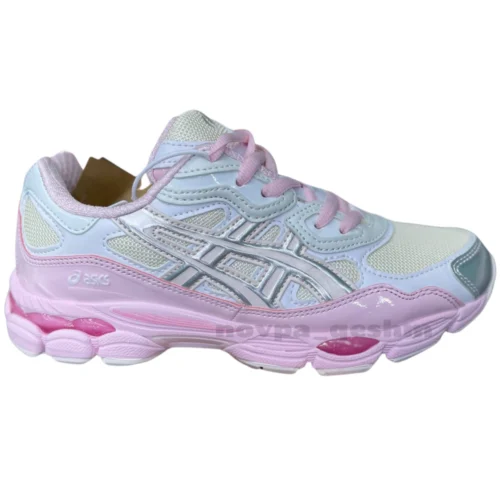 کفش کتونی اسیکس ژل ان وای سی کیکی یانگ ژانگ صورتی ASICS GEL-NYC Kicki Yang Zhang Pink Cream Pure Silver