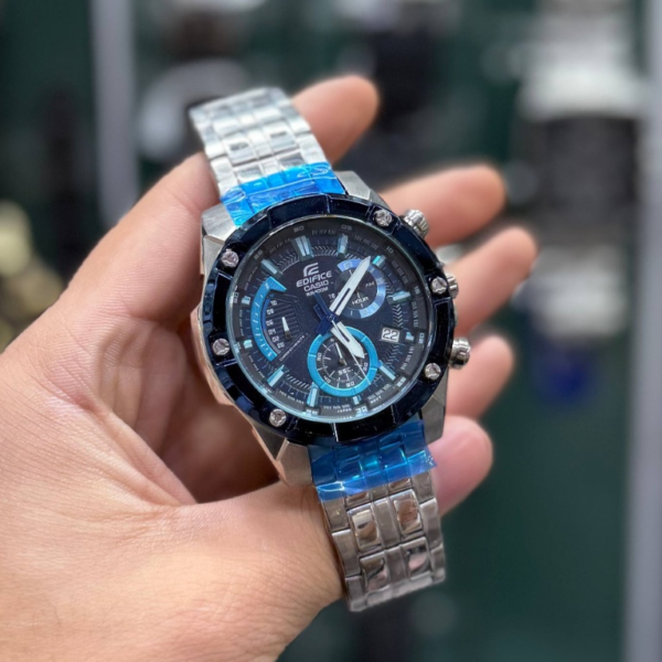 ساعت مچی مردانه کاسیو ادیفیس مدل EFR-539D-1A2V (تمام استیل صفحه مشکی با جزئیات آبی)(کیفیت مستر)