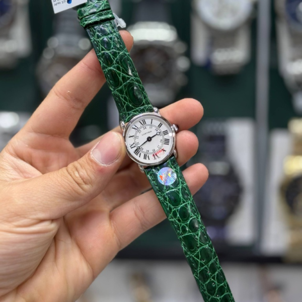 ساعت مچی زنانه/مردانه کارتیر با موتور سوئیسی Cartier Watch(بند چرمی سبز)