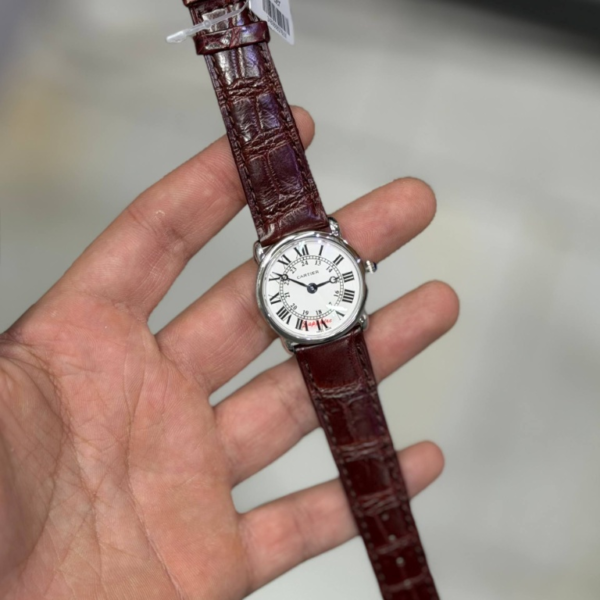 ساعت مچی کارتیر با موتور سوئیسی Cartier Watch(بند چرمی قهوهای / عنابی)