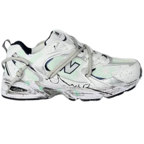 کفش کتونی نیوبالانس 530 کاستوم سفید سبز New Balance 530 custom