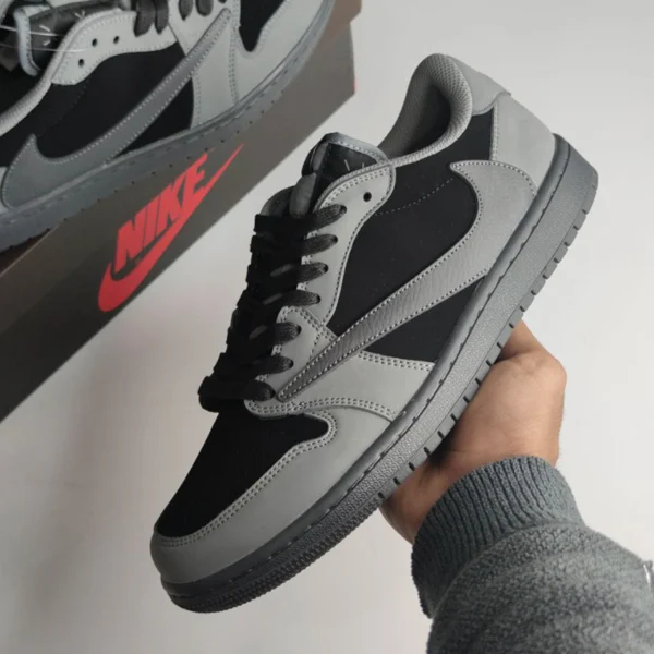 کتانی نایک ایرجردن وان لو مشکی خاکستری Travis Scott x Air Jordan 1 Low