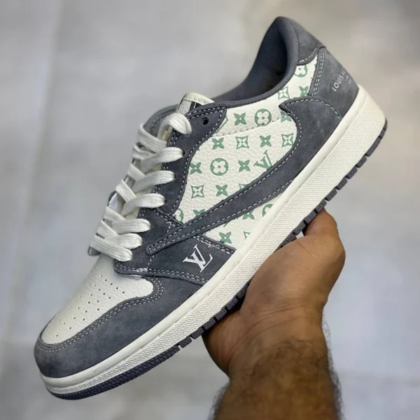 کفش نایک ایرجردن وان لو طوسی سفید Jordan 1 Low x Louis Vuitton
