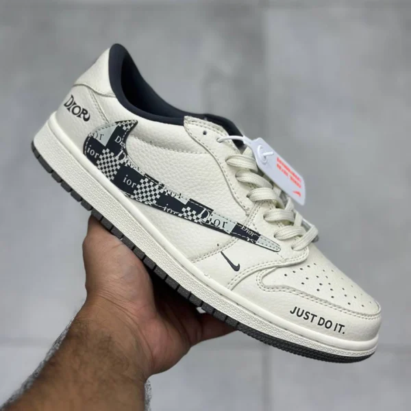 کفش نایک ایر جردن 1 لو دیور کرم طوسی Nike Air Jordan 1 Low Dior Cream Grey