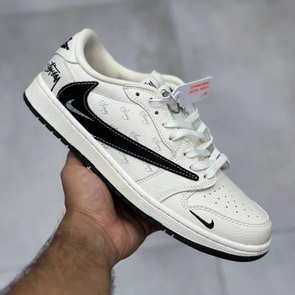 کفش نایک ایر جردن وان لو استاسی کرم مشکی Nike Air Jordan 1 Low Stussy Cream Black