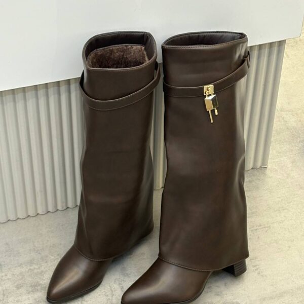 بوت زنانه K shoes چرم بلند قفل دار (MK)
