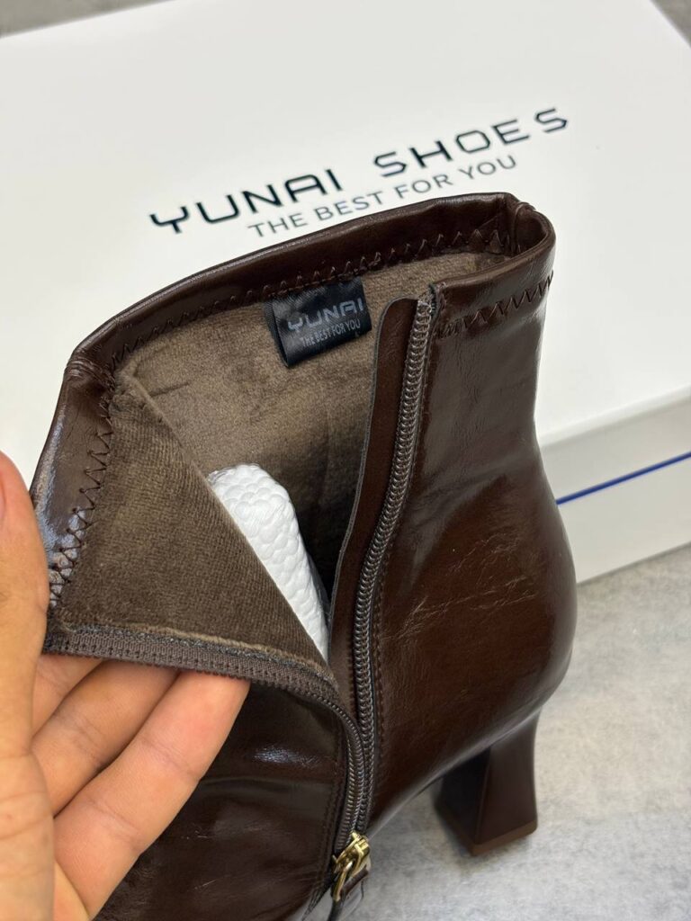 نیم بوت زنانه Yunai نوک تیز طلایی مدل YSL پاشنه 6 سانت (MK)