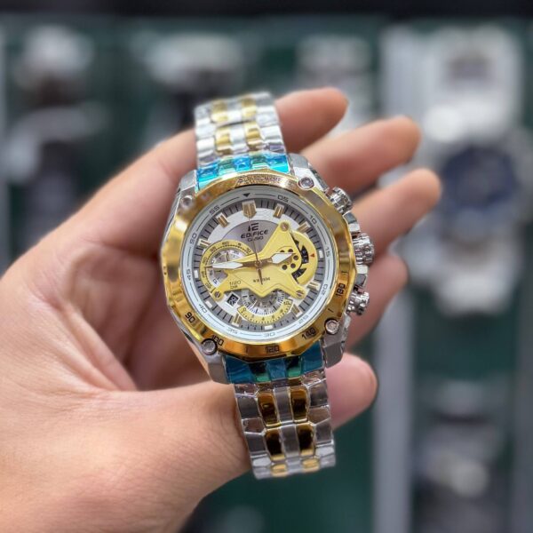 ساعت کاسیو ادیفایس مردانه EF550 دورنگ طلایی صفحه مشکی Casio-6241-G (کپی)(کیفیت مستر)