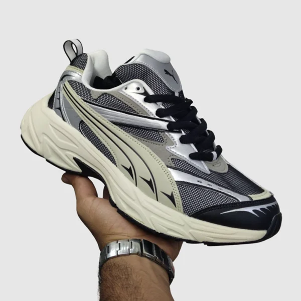 پوما مورفیک متالیک مشکی کرم نقرهای PUMA Morphic Metallic Black Frosted Ivory - تصویر 2
