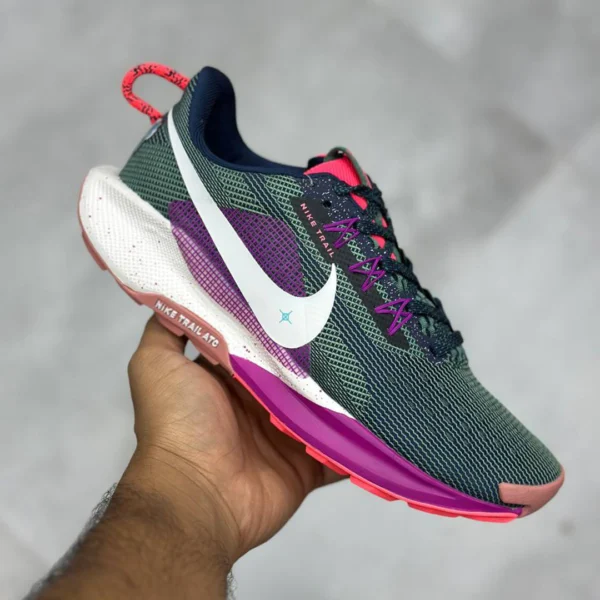 کفش نایک ریکت پگاسوس تریل 5 سبز تیره بنفش سفید Nike React Pegasus Trail 5