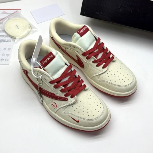 کفش کتونی نایک ایر جردن وان لو تراویس اسکات سوپریم NIKE AIR JORDAN 1 LOW X TRAVIS SCOTT X SUPREME