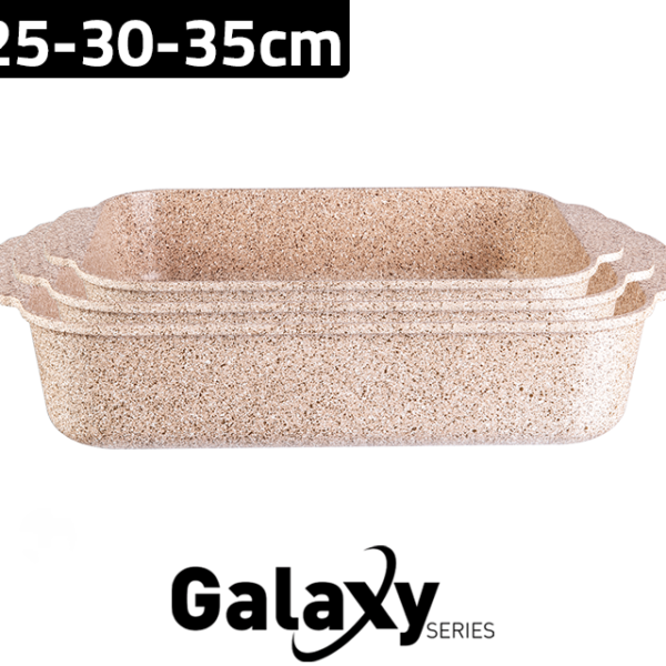 سرویس سینی فر ( ظرف فر ) گرانیتی مربعی سه تایی مدل 8307 زیو ترکیه ZOT-8307