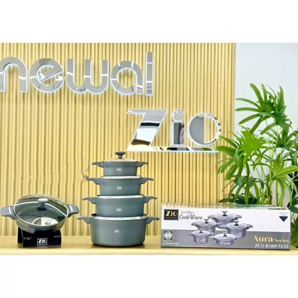 سرویس قابلمه 10 پارچه برند زیو طرح پرمیوم مدل ZCS-8580