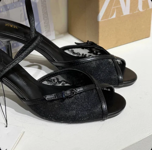 صندل پاشنه دار مجلسی گیپوری زنانه زارا ZARA Mesh Heel Sandals