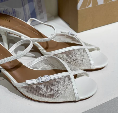 صندل پاشنه دار مجلسی گیپوری زنانه زارا ZARA Mesh Heel Sandals