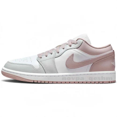کفش کتونی زنانه نایک ایر جردن 1 طوسی صورتی رز Nike Air Jordan 1 Low Particle Rose
