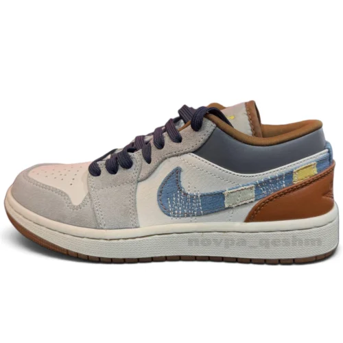 کفش کتونی زنانه و مردانه نایک ایر جردن ۱ لو فانتوم Nike Air Jordan 1 Low Phantom Repaired Denim Swoosh