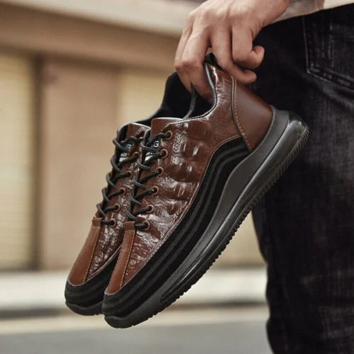 کفش کتونی مردانه با طرح چرم تمساح Fashion Men’s Sneakers Platform