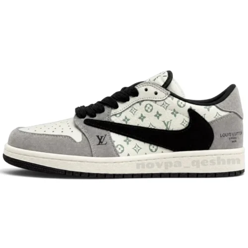 کفش کتونی مردانه نایک ایر جردن 1 تراویس اسکات لویی ویتون NIKE AIR JORDAN 1 TRAVIS SCOTT X LOUIS VUITTON - تصویر 4