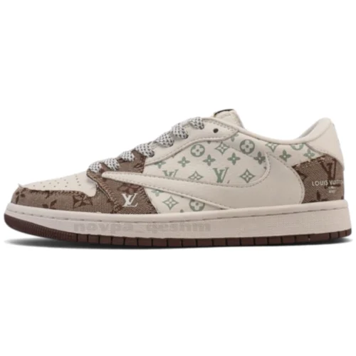 کفش کتونی مردانه نایک ایر جردن 1 تراویس اسکات لویی ویتون NIKE AIR JORDAN 1 TRAVIS SCOTT X LOUIS VUITTON - تصویر 3