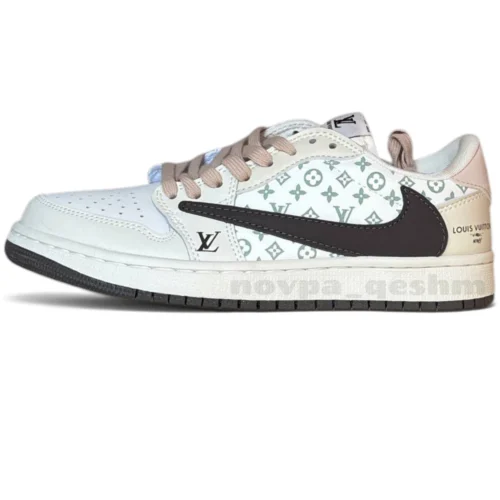 کفش کتونی مردانه نایک ایر جردن 1 تراویس اسکات لویی ویتون NIKE AIR JORDAN 1 TRAVIS SCOTT X LOUIS VUITTON - تصویر 5