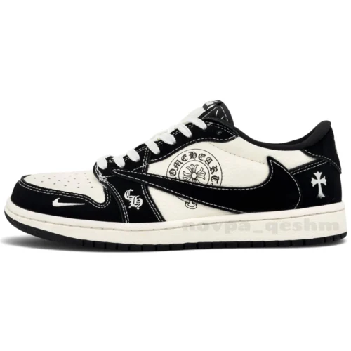 کفش کتونی مردانه نایک ایر جردن 1 تراویس اسکات کروم هارتس NIKE AIR JORDAN 1 TRAVIS SCOTT X Chrome Hearts