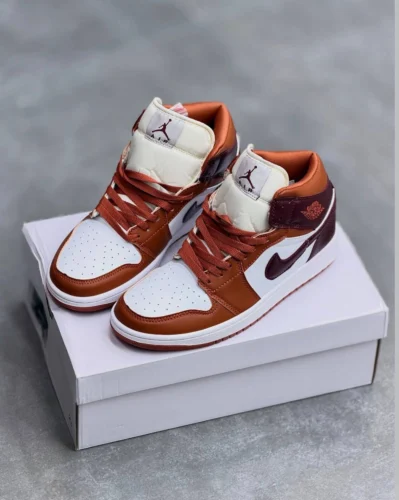 کفش کتونی مردانه نایک ایر جردن 1 ساقدار هلویی مات Nike Air Jordan 1 Dusty Peach