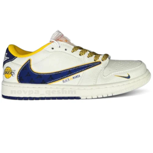 کفش کتونی مردانه نایک ایر جردن ۱ لو تراویس اسکات لیکرز Nike Air Jordan 1 Low Travis Scott x Lakers