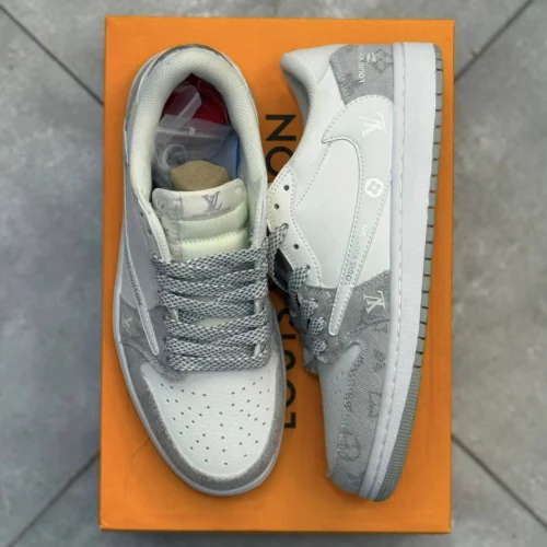 کفش کتونی مردانه نایک ایر جردن 1 تراویس اسکات لویی ویتون NIKE AIR JORDAN 1 TRAVIS SCOTT X LOUIS VUITTON - تصویر 10