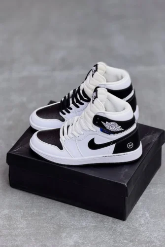 کفش کتونی نایک ایر جردن 1 ساقدار فرگمنت سفید مشکی Nike Air Jordan 1 Fragment x Union LA