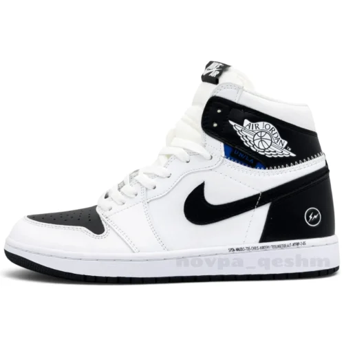 کفش کتونی نایک ایر جردن 1 ساقدار فرگمنت سفید مشکی Nike Air Jordan 1 Fragment x Union LA White Black