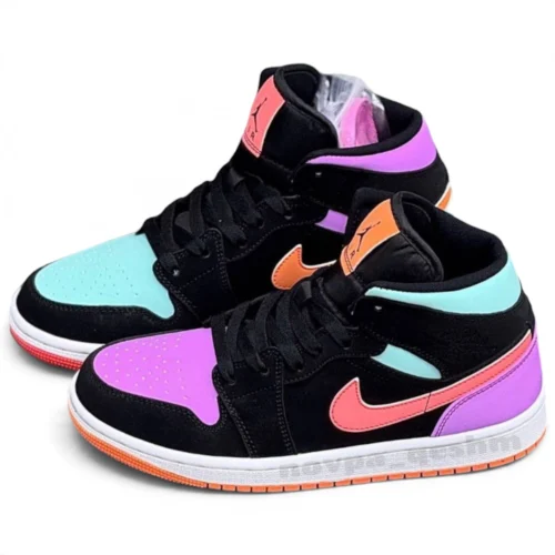 کفش کتونی نایک ایر جردن 1 ساقدار لنگه به لنگه هالوین Nike Air Jordan 1 High Mismatch