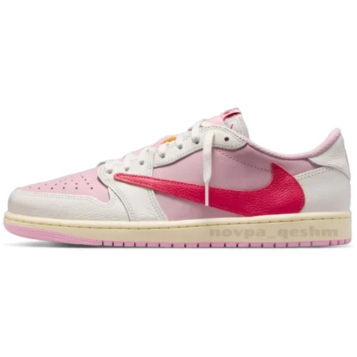 کفش کتونی نایک ایر جردن 1 لو تراویس اسکات صورتی شای پینک  NIKE AIR JORDAN 1 TRAVIS SCOTT Shy pink