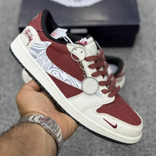 کفش کتونی نایک ایر جردن وان لو تراویس اسکات استاسی Nike Air Jordan 1 Low Travis Scott x Stussy