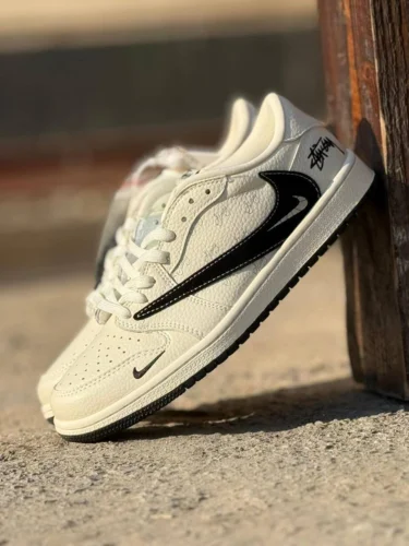 کفش کتونی نایک ایر جردن وان لو تراویس اسکات استاسی Nike Air Jordan 1 Low Travis Scott x Stussy